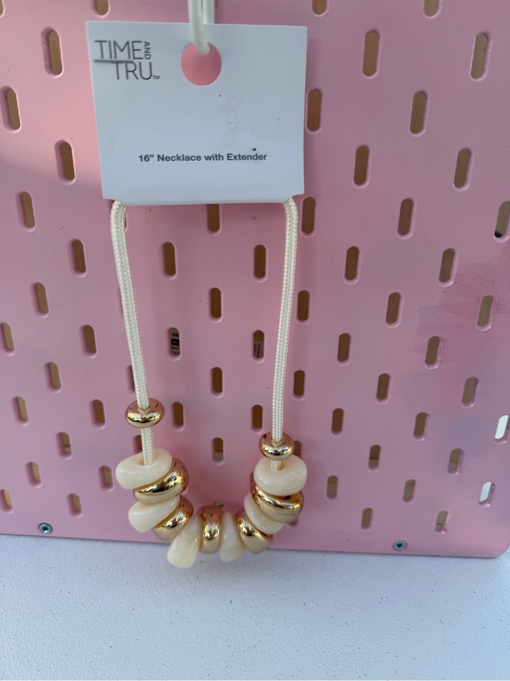Time and Tru Cream and Gold Layered Bead Necklace